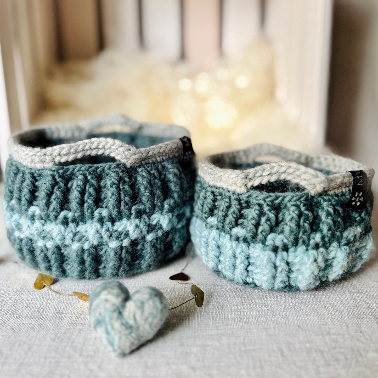 Wollkorb-Set, 2-teilig - Verschiedene Farben