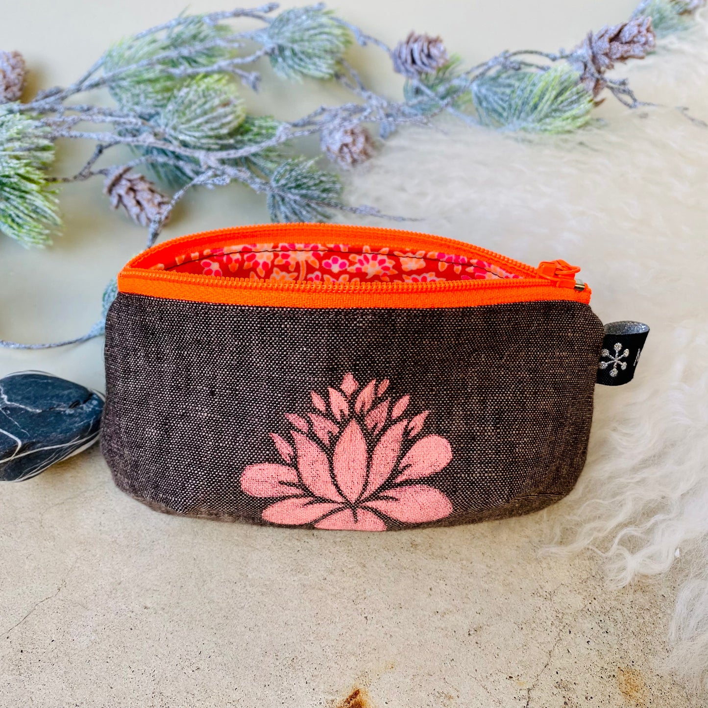 Trousse - Lin brun chiné