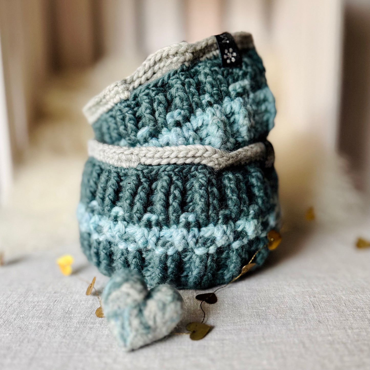 Duo de panières en laine - Divers coloris