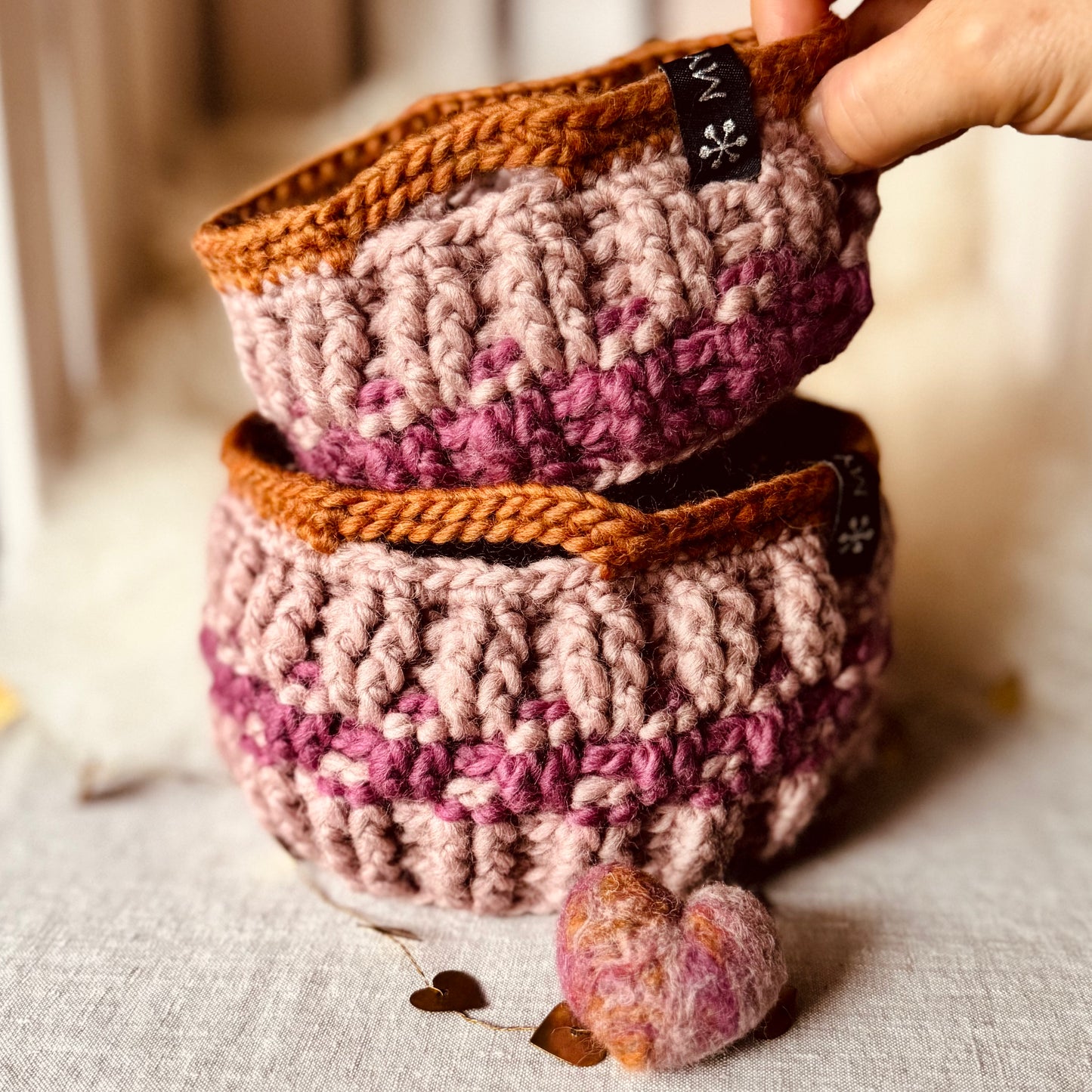 Duo de panières en laine - Divers coloris