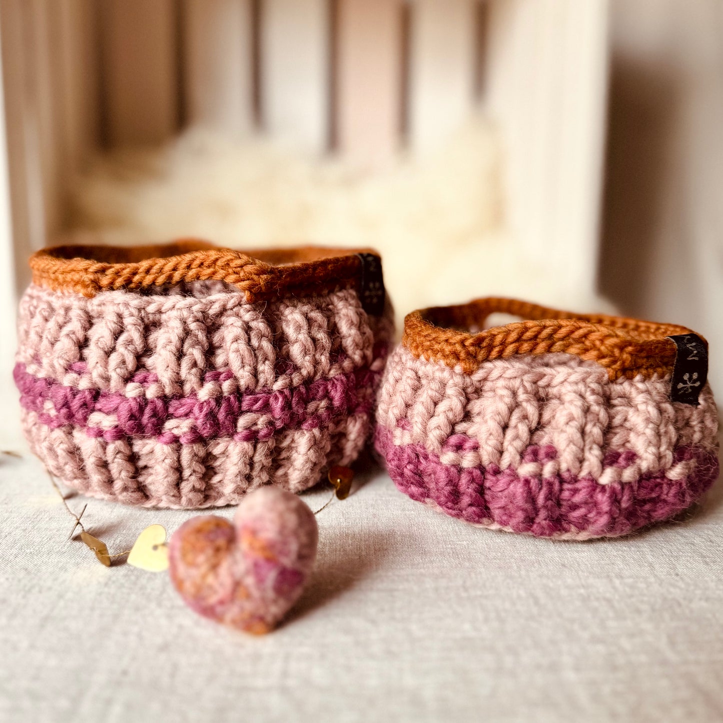 Duo de panières en laine - Divers coloris