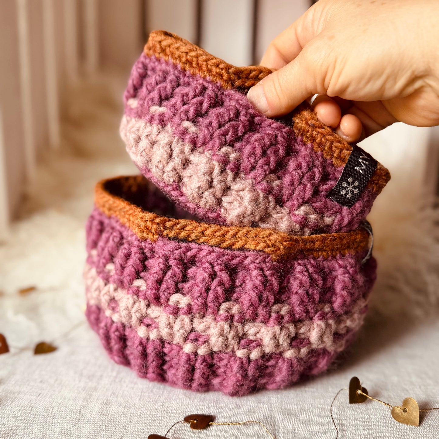 Duo de panières en laine - Divers coloris