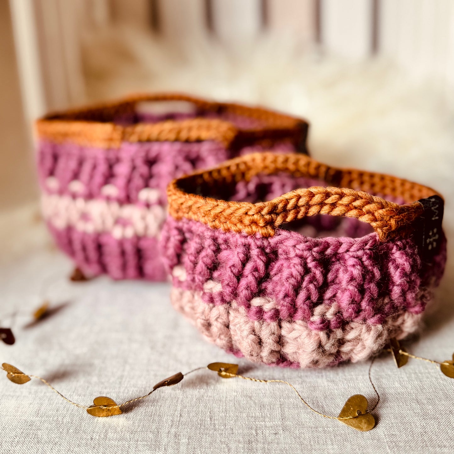 Duo de panières en laine - Divers coloris