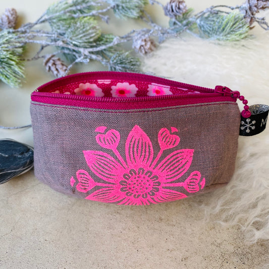 Trousse - Lin rose-gris chiné